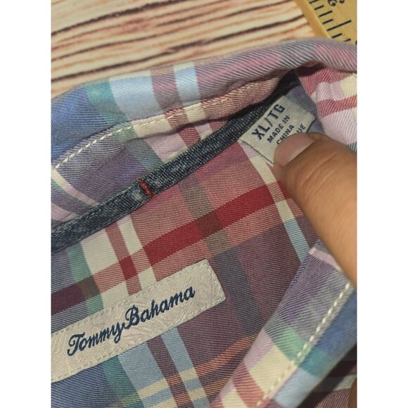Tommy Bahama Mens Pink Plaid Button-Up Shirt XLT - Picture 5 of 7